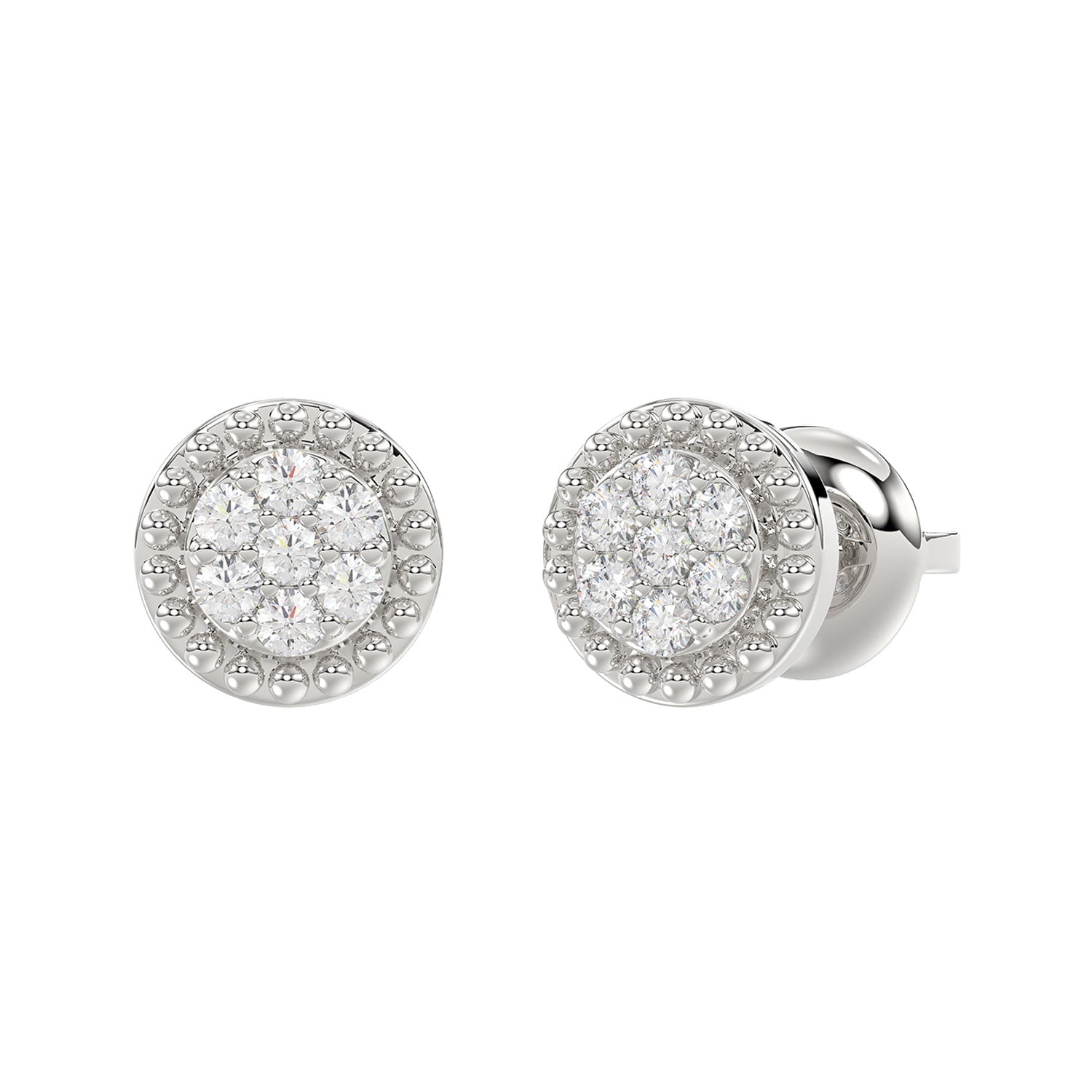LADIES EARRINGS 0.20CT ROUND DIAMOND 14K WHITE GOLD