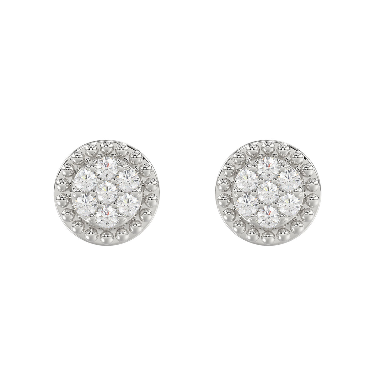 LADIES EARRINGS 0.20CT ROUND DIAMOND 14K WHITE GOLD