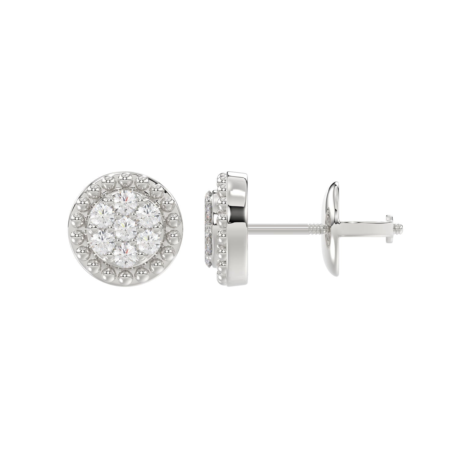 LADIES EARRINGS 0.20CT ROUND DIAMOND 14K WHITE GOLD
