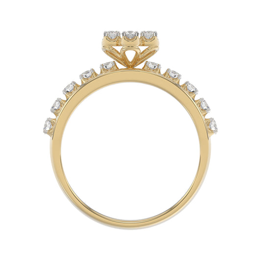 LADIES TRIO RING 1.30CT ROUND DIAMOND 10K YELLOW GOLD