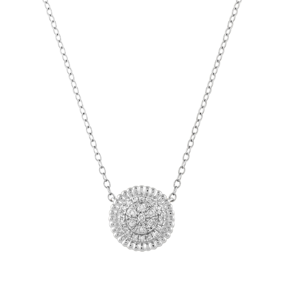 LADIES NECKLACE 0.16CT ROUND DIAMOND 14K WHITE GOLD