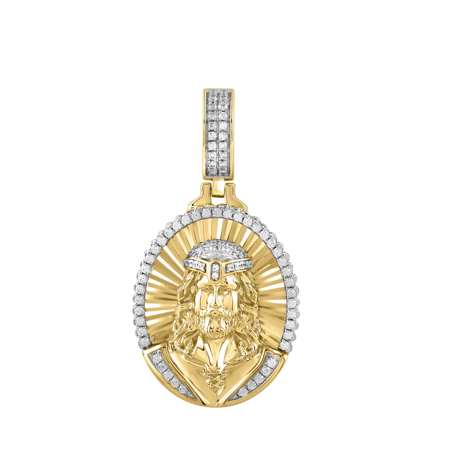 MEN'S CHARM PENDANT 0.33CT ROUND DIAMOND 10K YELLOW GOLD