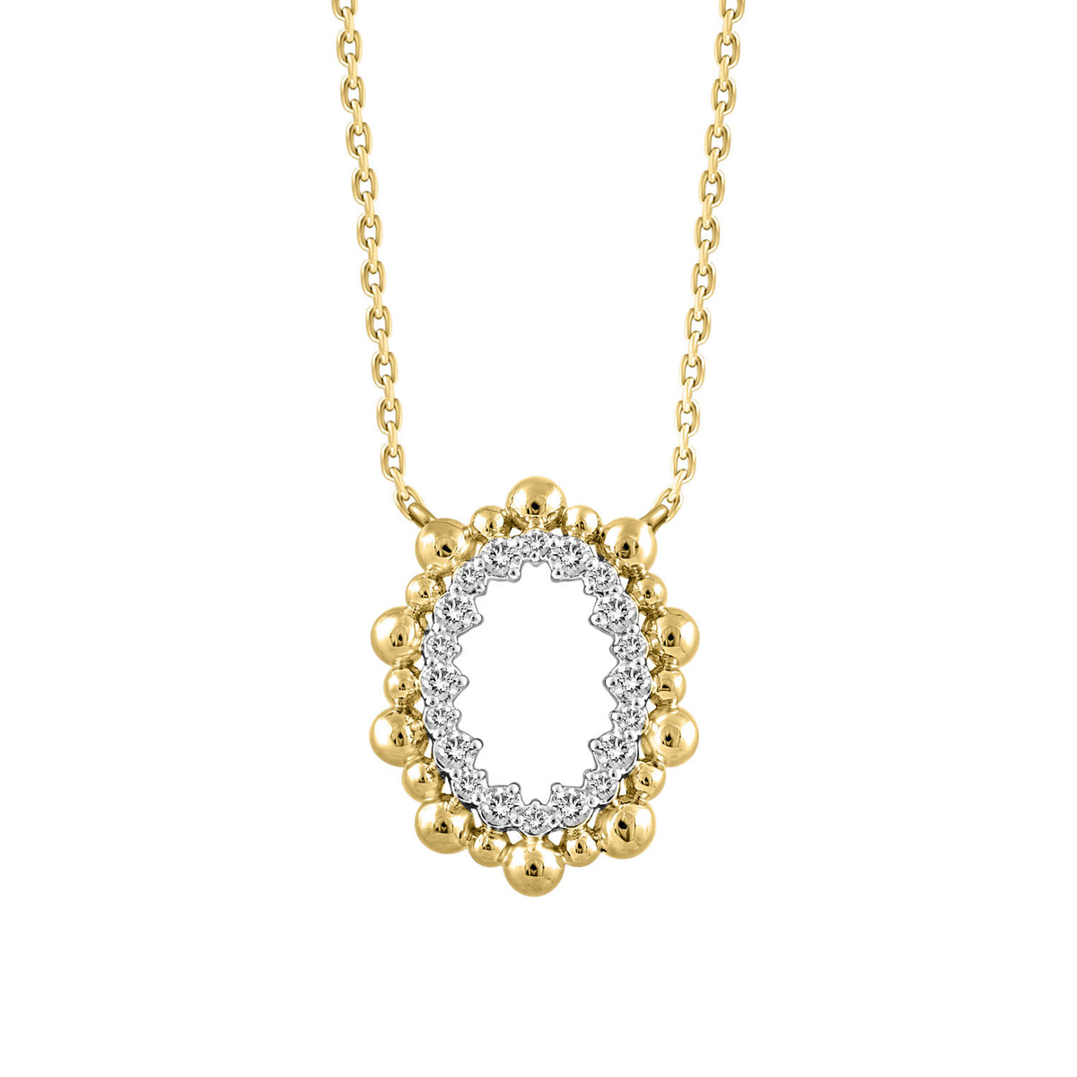 LADIES NECKLACE 0.16CT ROUND DIAMOND 10K YELLOW GOLD