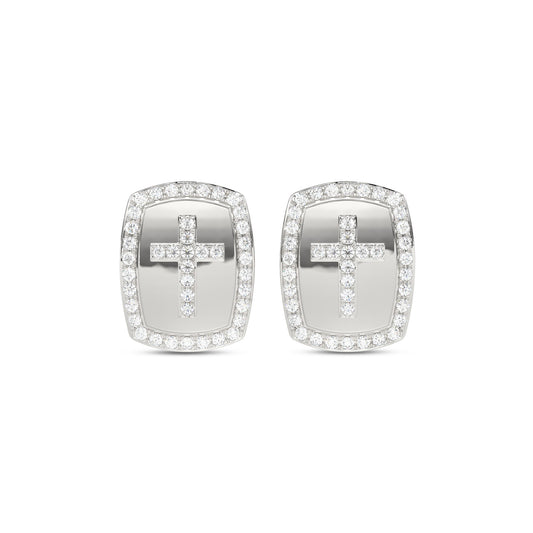0.25CT Round Diamond Cross Earrings For Women In Sterling Silver Fashion Jewelry