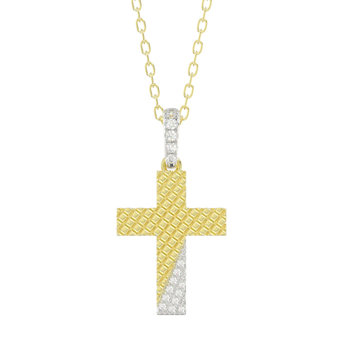 LADIES PENDANT WITH CHAIN 0.04CT ROUND DIAMOND 10K YELLOW GOLD