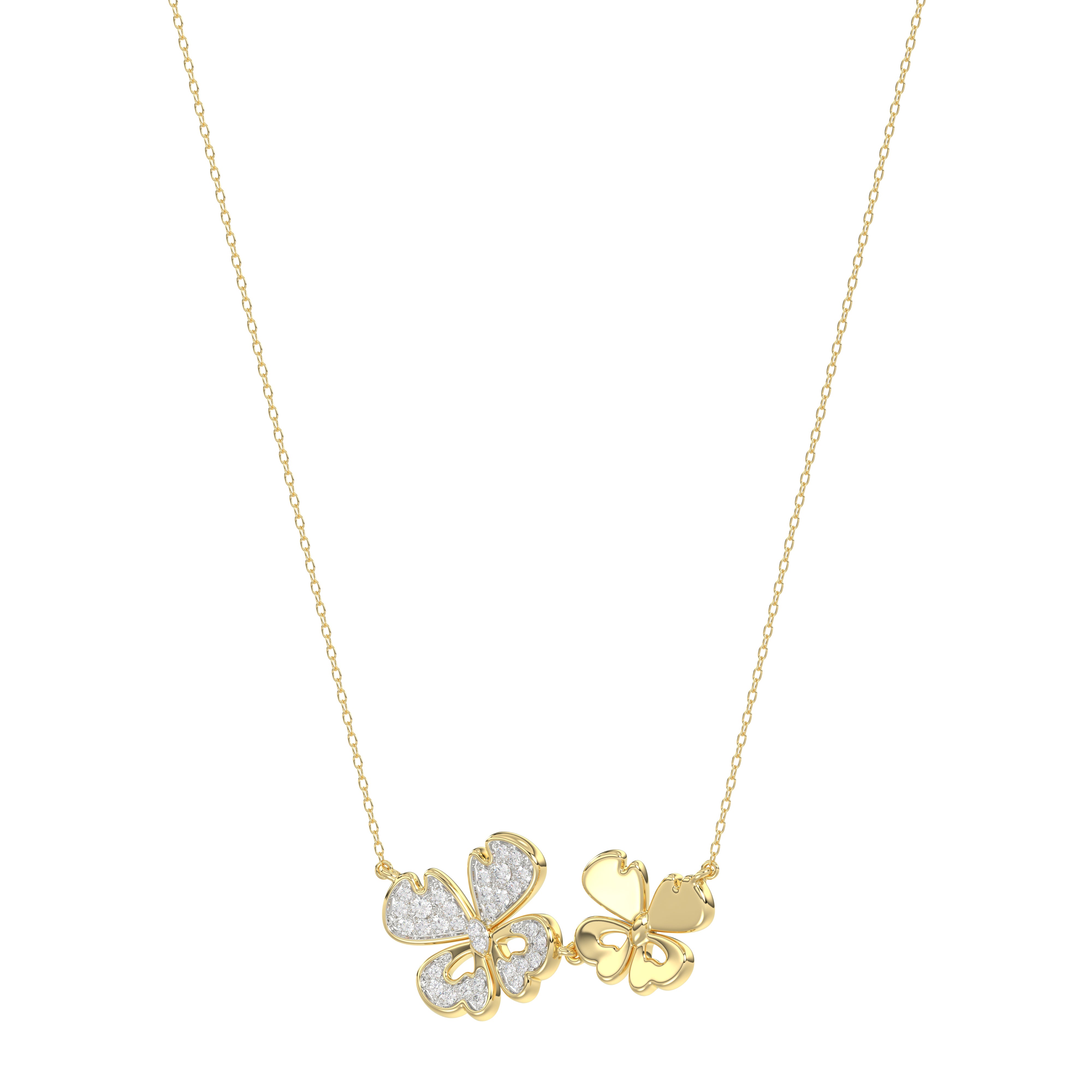 LADIES NECKLACE 0.20CT ROUND DIAMOND 14K YELLOW GOLD