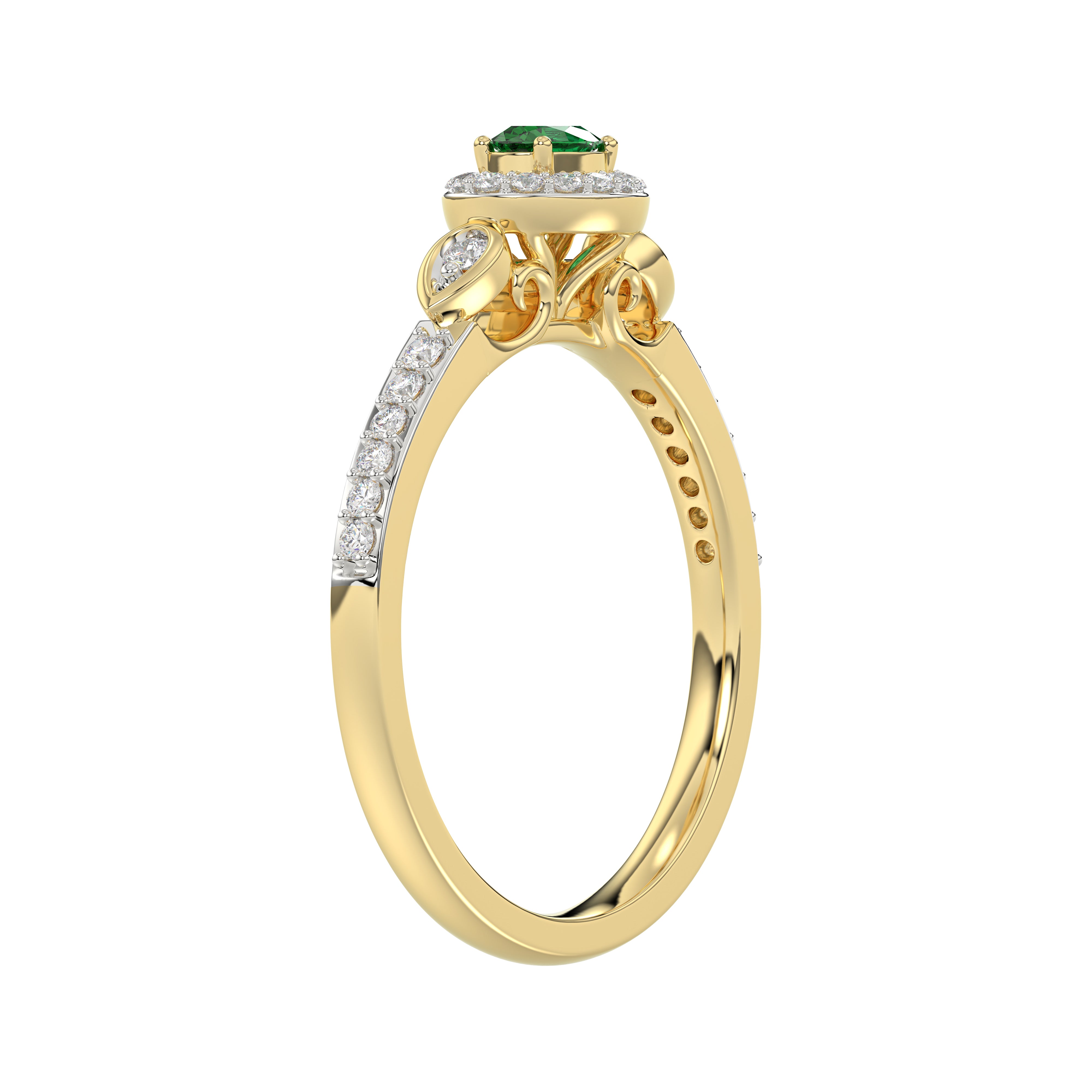 0.33ct Round/Oval Emerald diamond 14k Ladies Fashion Ring  0.15CT Center stone Oval Emerald Diamond)