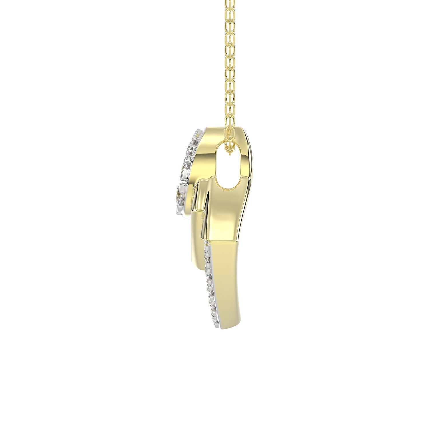 LADIES PENDANT WITH CHAIN 0.13CT ROUND DIAMOND 14K YELLOW GOLD