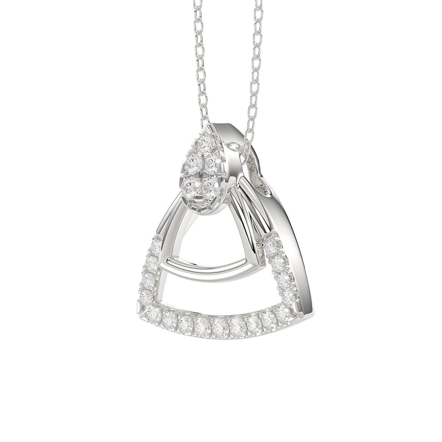 LADIES PENDANT WITH CHAIN 0.13CT ROUND DIAMOND 14K WHITE GOLD