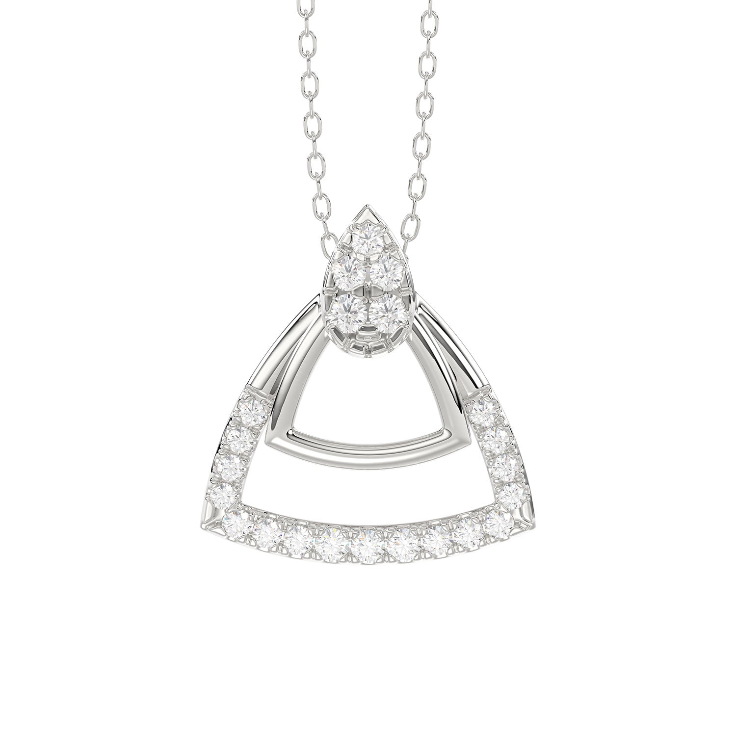 Sterling Silver Ladies 0.13CT Round Diamond Pendant With Chain Elegant Fashion Jewelry