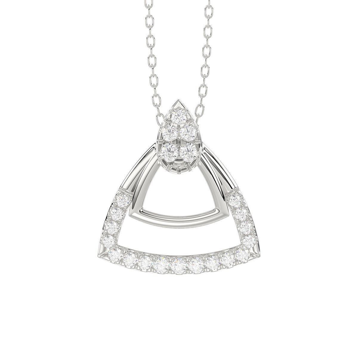 Sterling Silver Ladies 0.13CT Round Diamond Pendant With Chain Elegant Fashion Jewelry