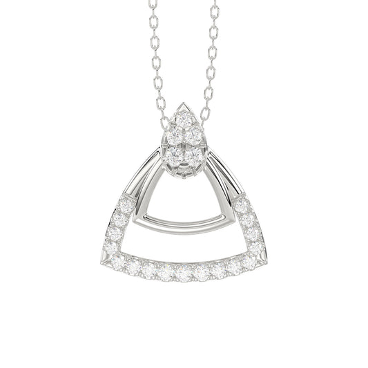 Sterling Silver Ladies 0.13CT Round Diamond Pendant With Chain Elegant Fashion Jewelry