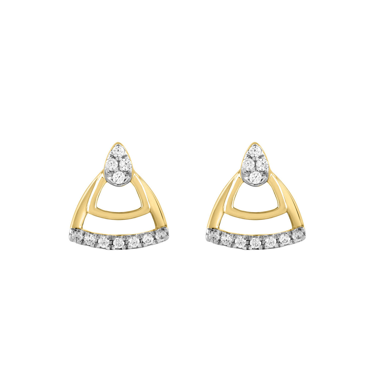 LADIES EARRINGS 0.13CT ROUND DIAMOND 14K YELLOW GOLD