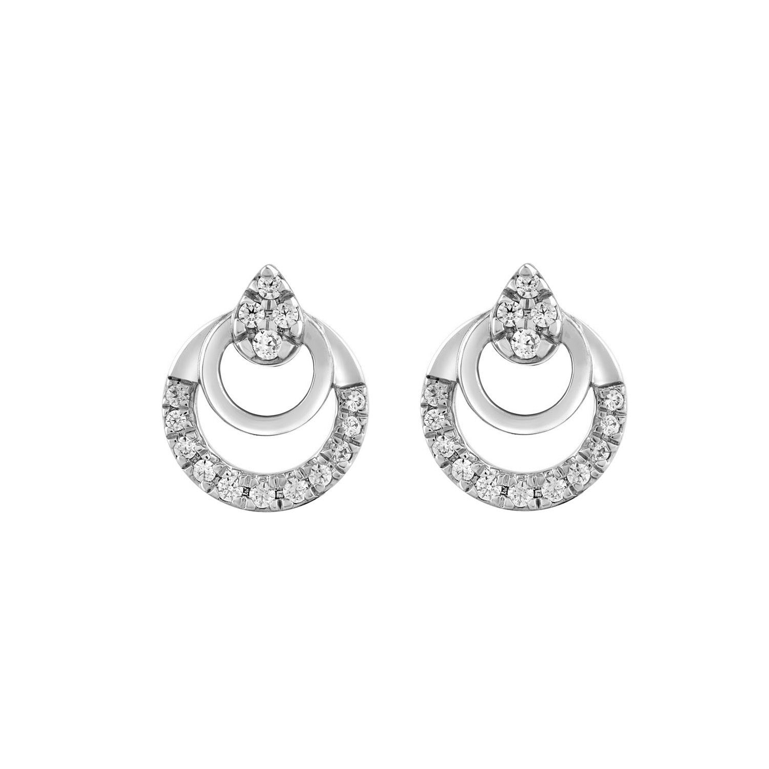 Ladies Sterling Silver 0.13CT Round Diamond Earrings Classic Fashion Jewelry Gift