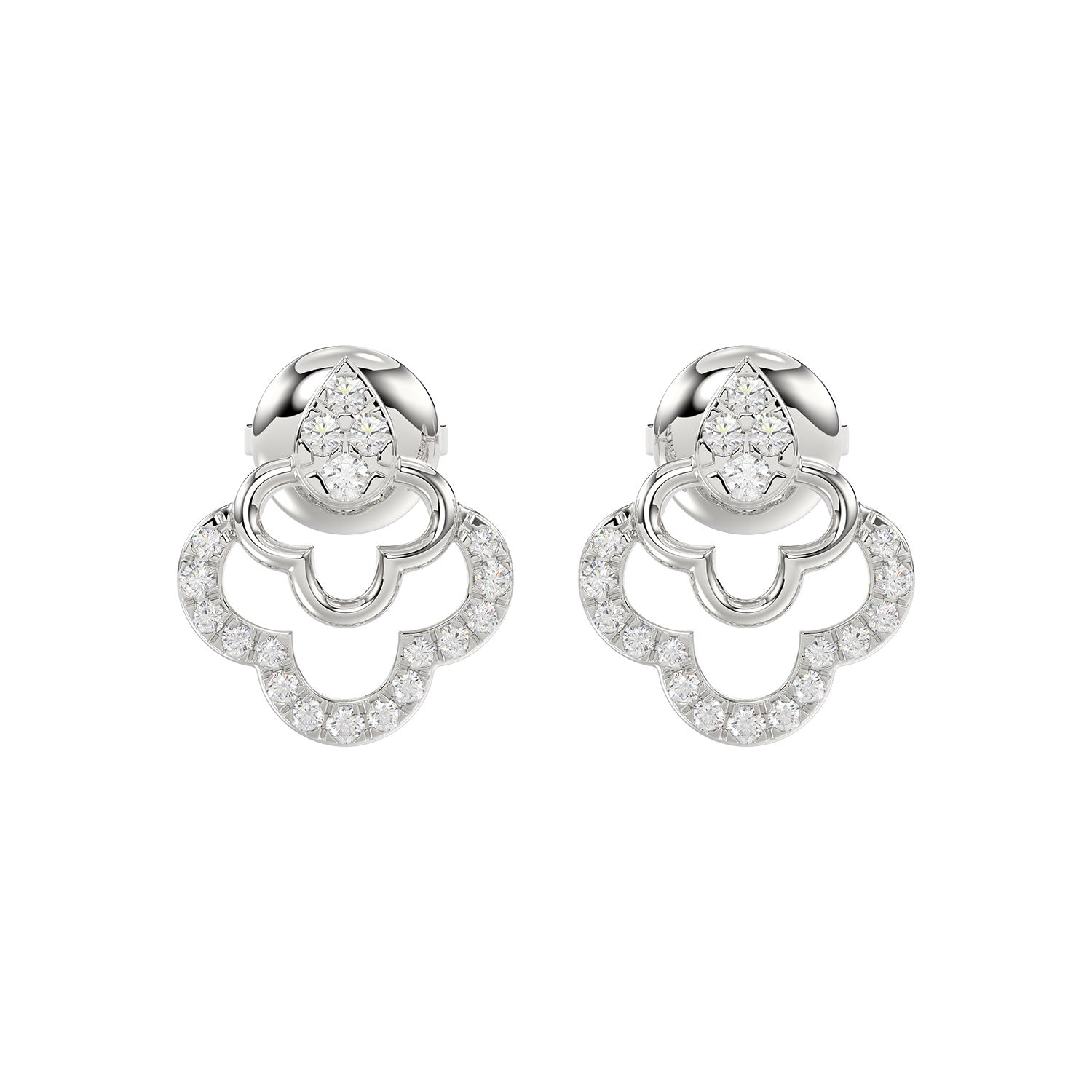 Ladies Sterling Silver 0.13CT Round Diamond Earrings Classic Fashion Jewelry Gift