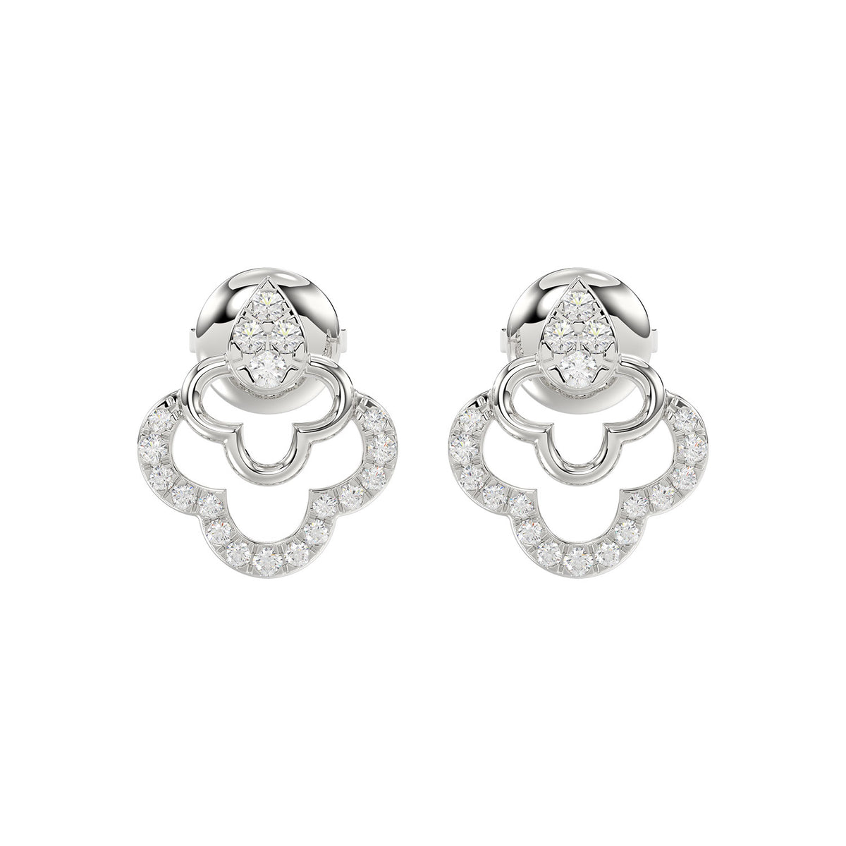 Ladies Sterling Silver 0.13CT Round Diamond Earrings Classic Fashion Jewelry Gift