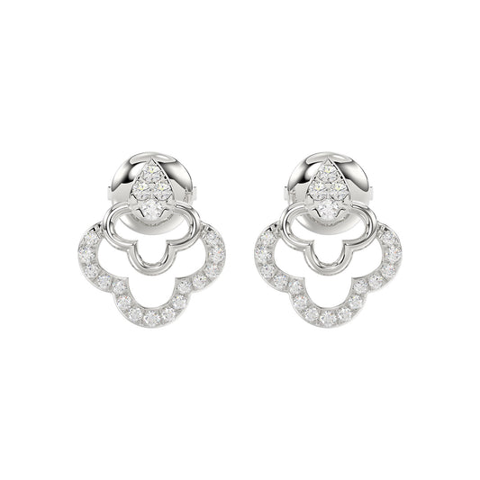 Ladies Sterling Silver 0.13CT Round Diamond Earrings Classic Fashion Jewelry Gift
