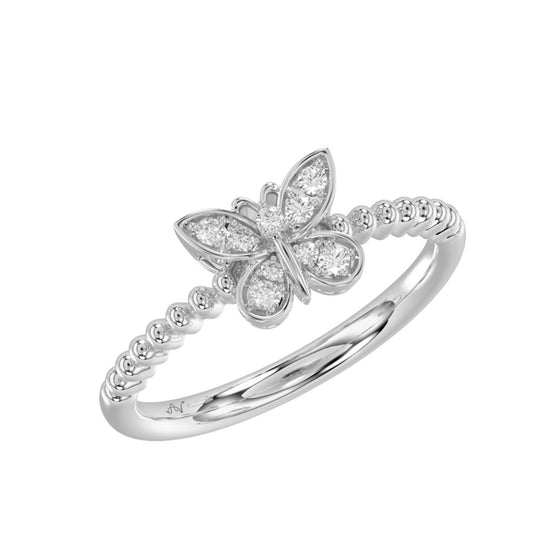 Butterfly Elegance Diamond Ladies Ring 0.10Ct Round Cut Sterling Silver Elegant Women Engagement & Fashion Ring