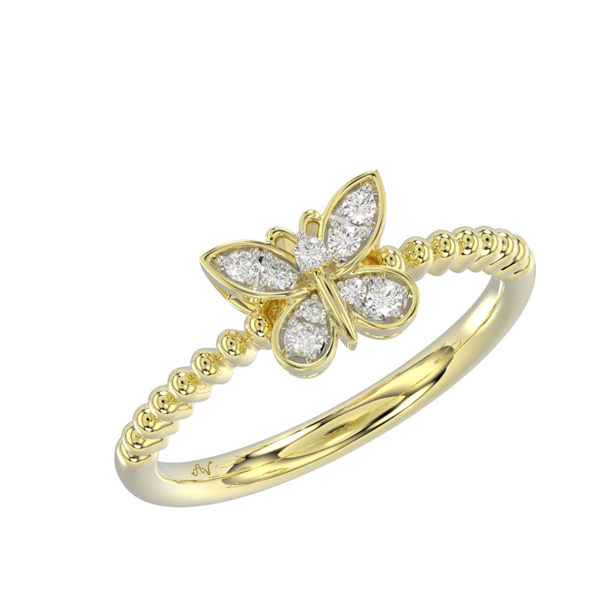 LADIES RING 0.10CT ROUND DIAMOND 10K YELLOW GOLD