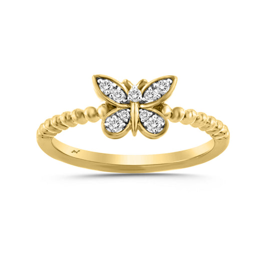 LADIES RING 0.10CT ROUND DIAMOND 10K YELLOW GOLD