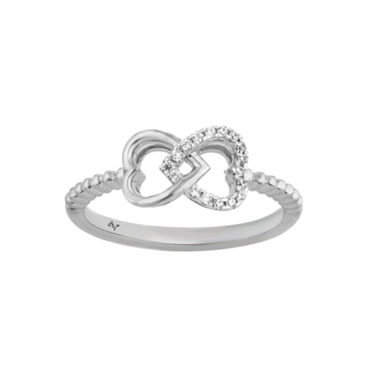 Infinity Heart Diamond Ladies Ring Sterling Silver  0.10Ct Round Cut Elegant Engagement & Promise Ring For Women