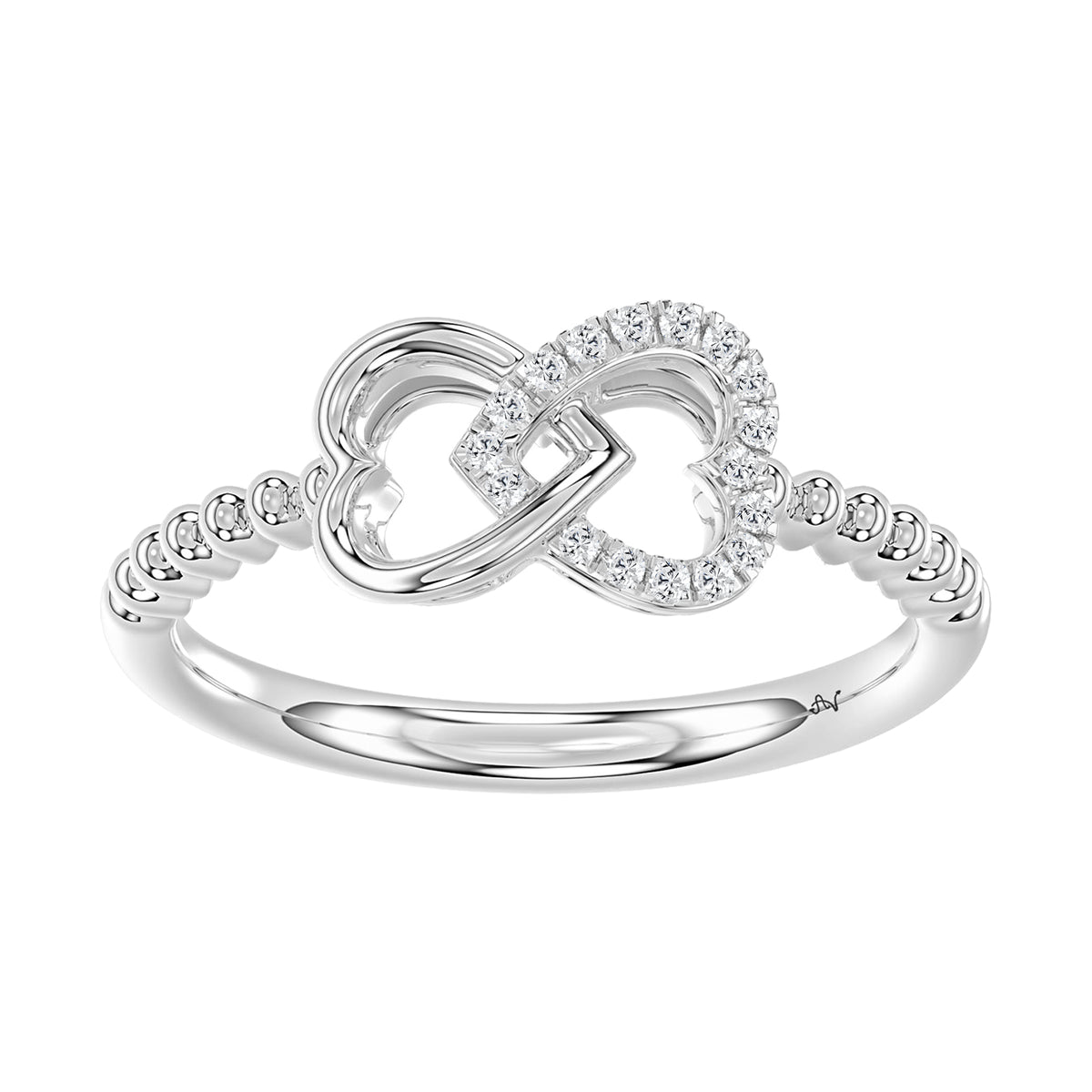 Ladies Infinity Heart Ring 0.10Ct Round Diamond Sterling Silver White Finish – Elegant Women’S Jewelry Gift