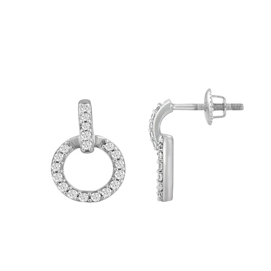 LADIES EARRINGS 0.20CT ROUND DIAMOND 10K WHITE GOLD