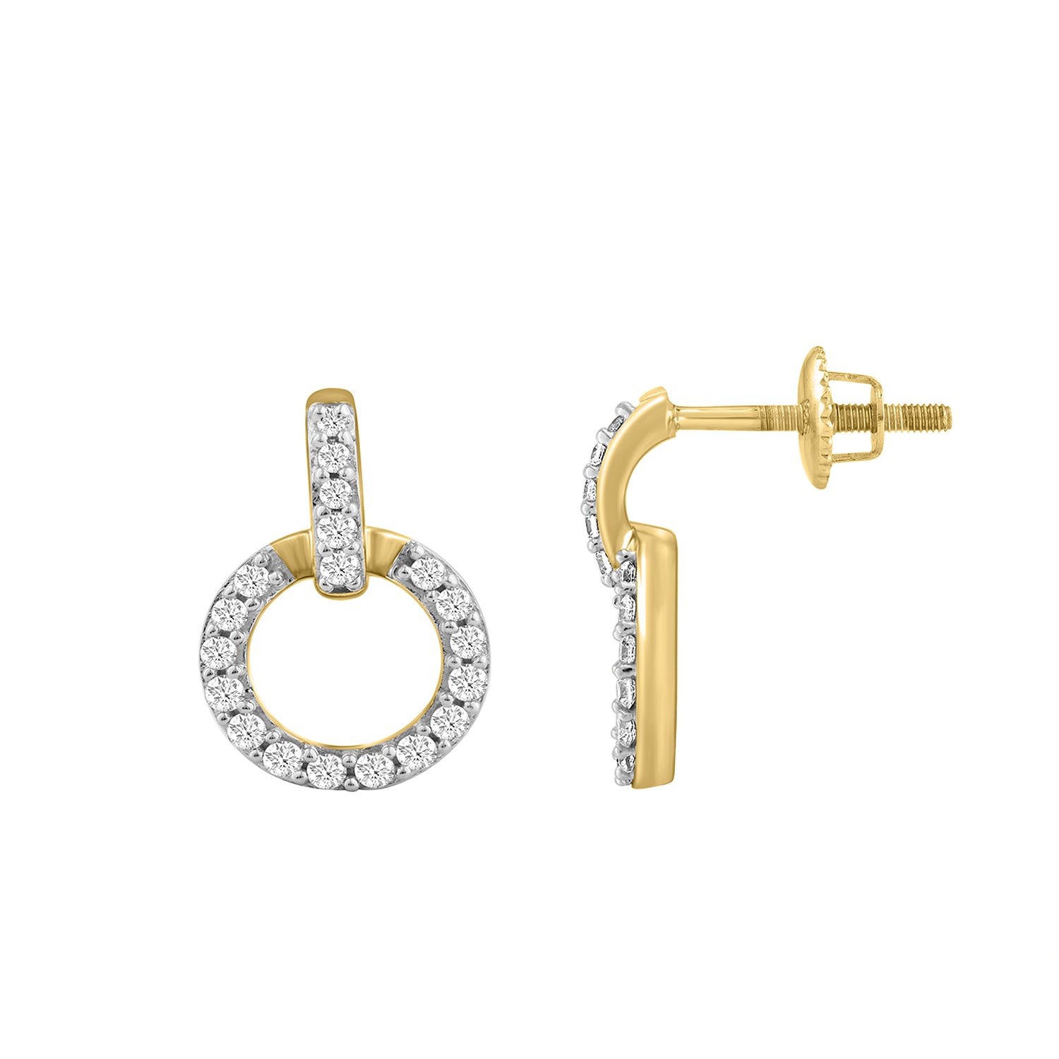 LADIES EARRINGS 0.20CT ROUND DIAMOND 10K YELLOW GOLD