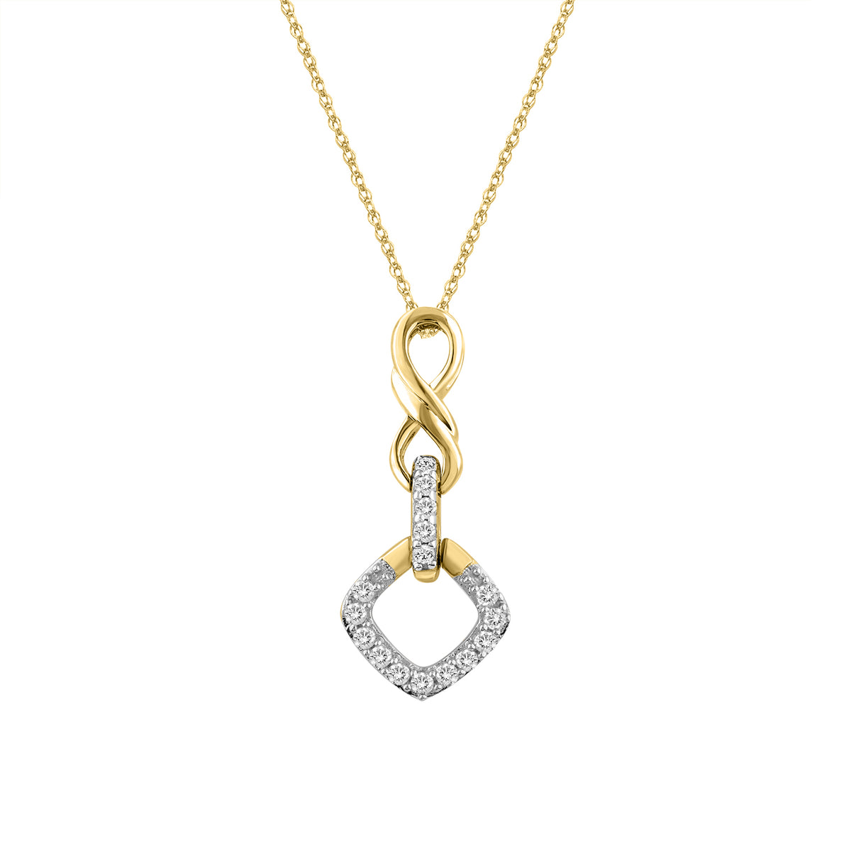 LADIES PENDANT WITH CHAIN 0.10CT ROUND DIAMOND 10K YELLOW GOLD