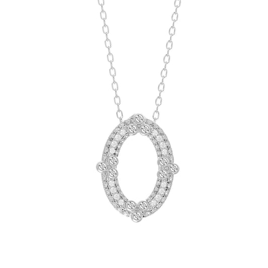 LADIES PENDANT WITH CHAIN 0.25CT ROUND DIAMOND 10K WHITE GOLD