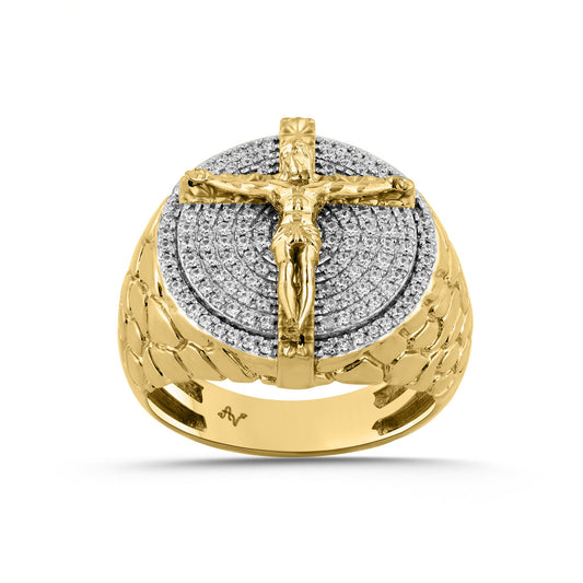 MEN'S RING 0.50CT ROUND DIAMOND 10K YELLOW GOLD