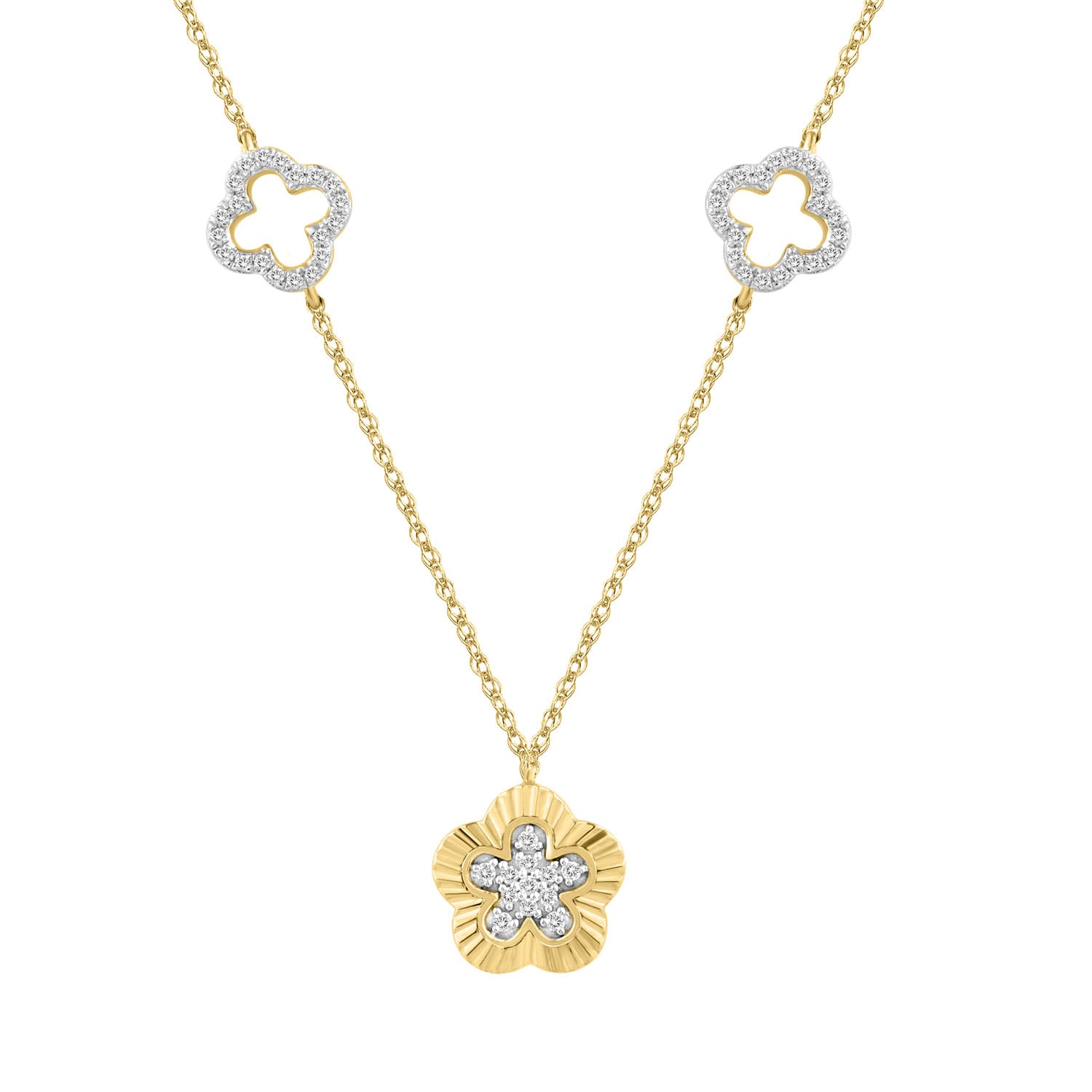LADIES NECKLACE 0.25CT ROUND DIAMOND 10K YELLOW GOLD