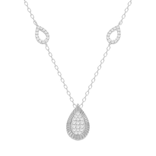 LADIES NECKLACE 0.25CT ROUND DIAMOND 10K WHITE GOLD