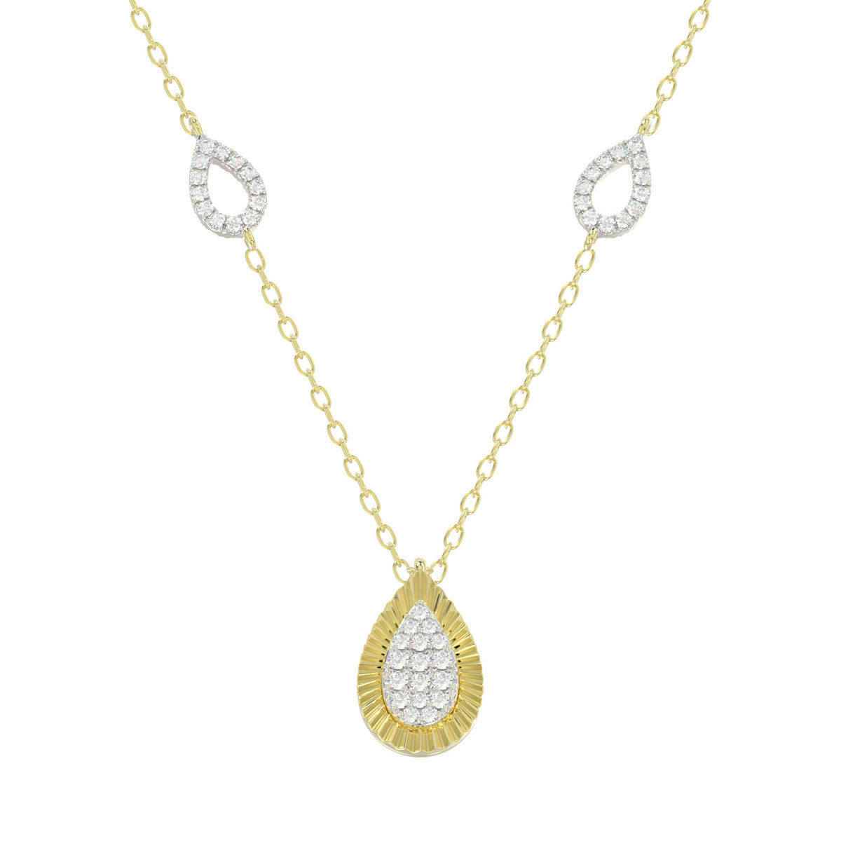 LADIES NECKLACE 0.25CT ROUND DIAMOND 10K YELLOW GOLD