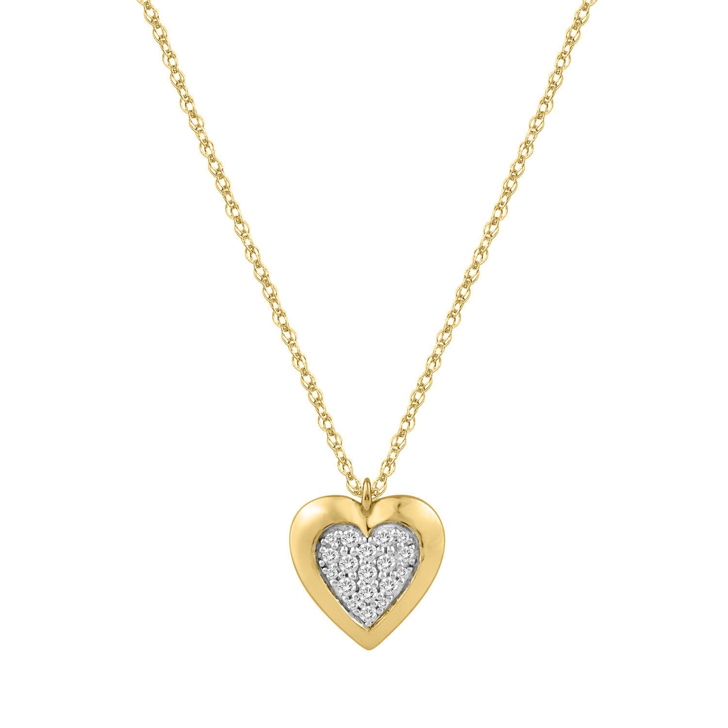 LADIES NECKLACE 0.13CT ROUND DIAMOND 10K YELLOW GOLD