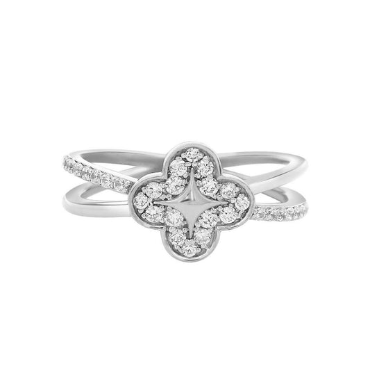 LADIES RING 0.25CT ROUND DIAMOND 10K WHITE GOLD