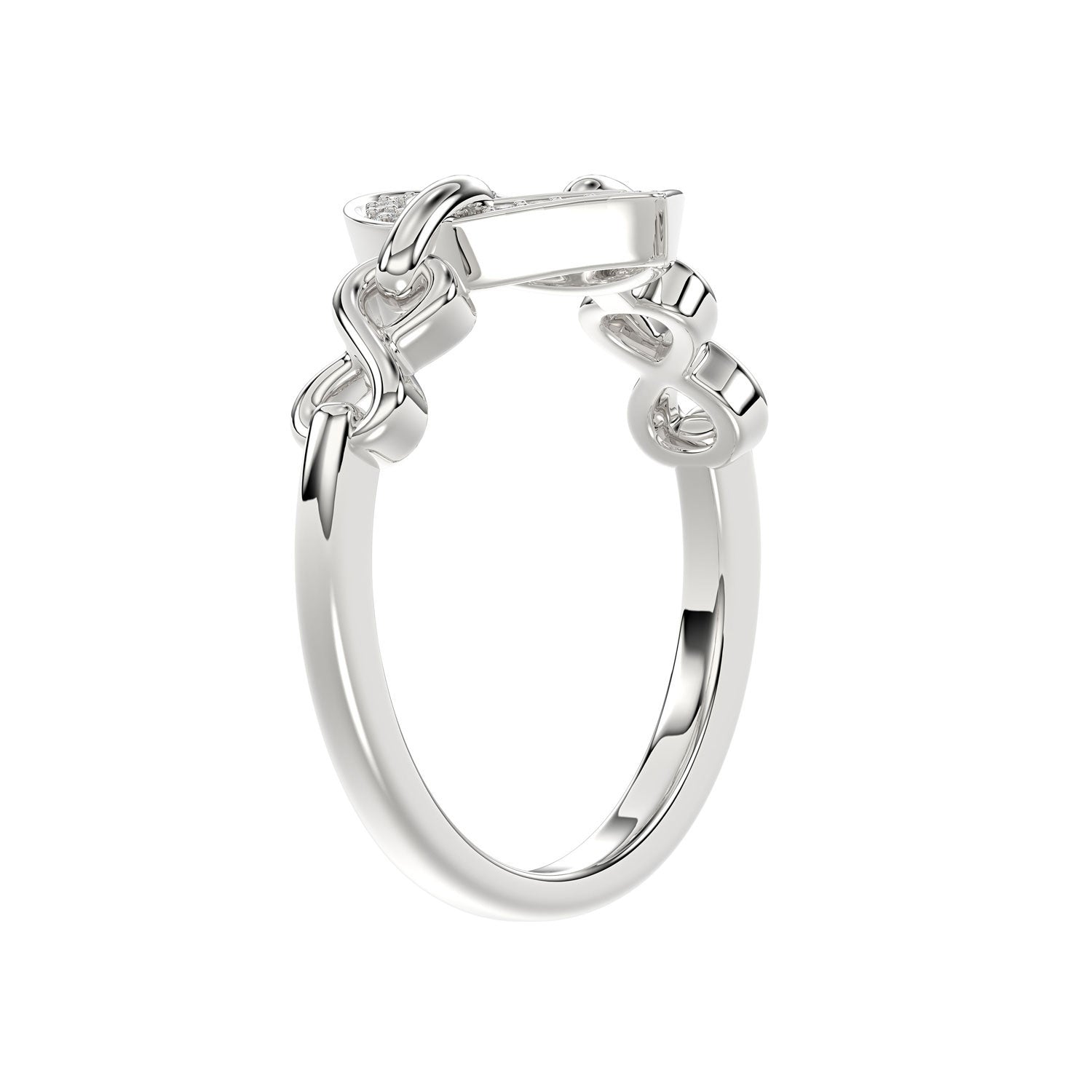 Ladies Sterling Silver 0.05Ct Round Diamond Heart Design Fashion Ring Stylish Ladies Jewelry Ring