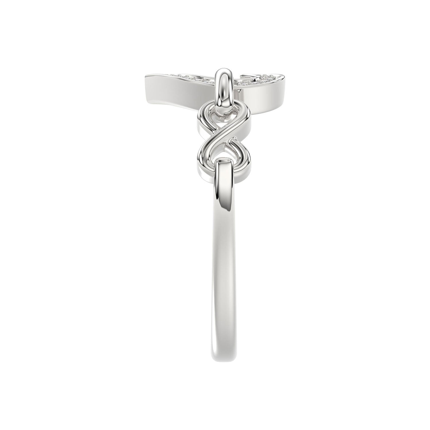 Ladies Sterling Silver 0.05Ct Round Diamond Heart Design Fashion Ring Stylish Ladies Jewelry Ring