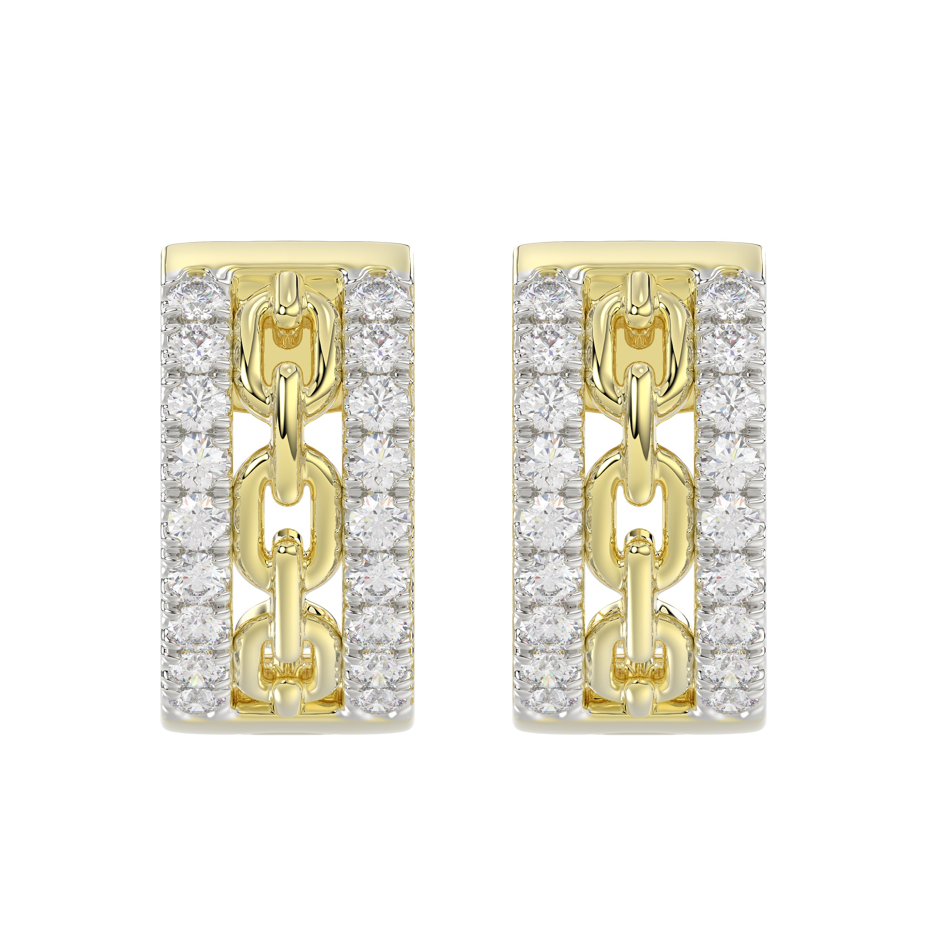 Beautiful 10K Yellow Gold Ladies Hoop Earrings With Sparkling 0.25 Ct Round Diamonds. A Classic And Elegant Fashion Jewelry Design.