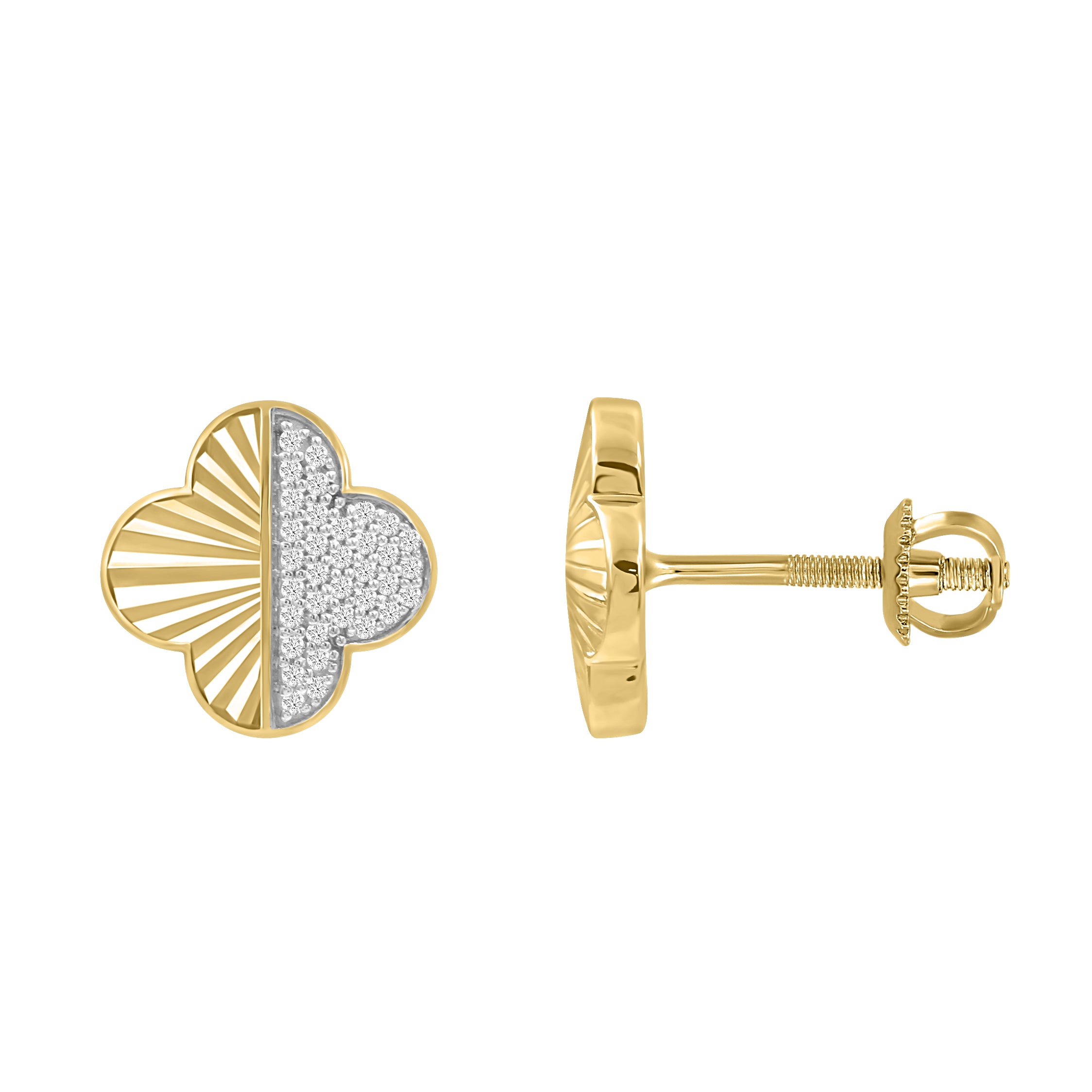 LADIES EARRINGS 0.15CT ROUND DIAMOND 10K YELLOW GOLD