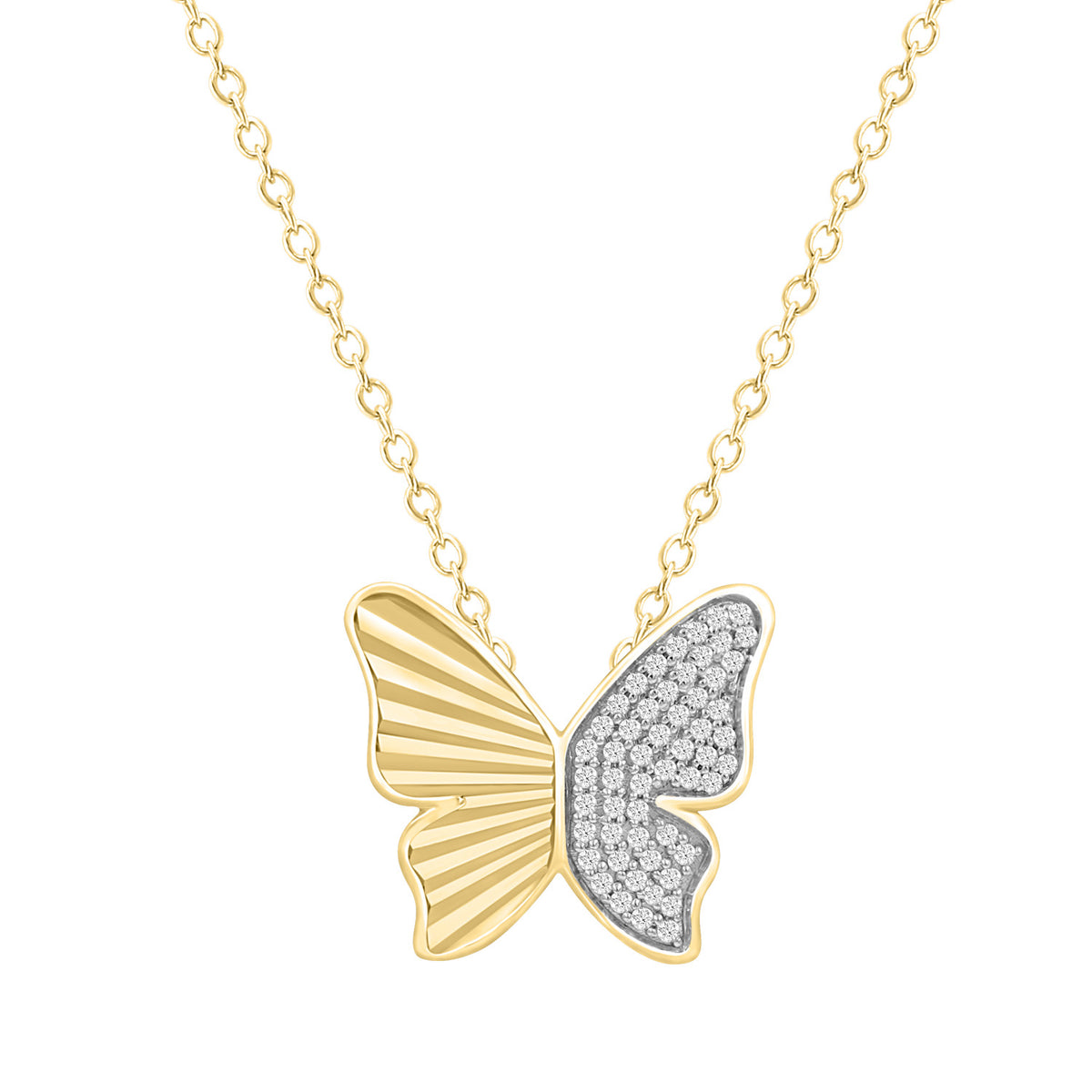 LADIES PENDANT WITH CHAIN 0.16CT ROUND DIAMOND 10K YELLOW GOLD