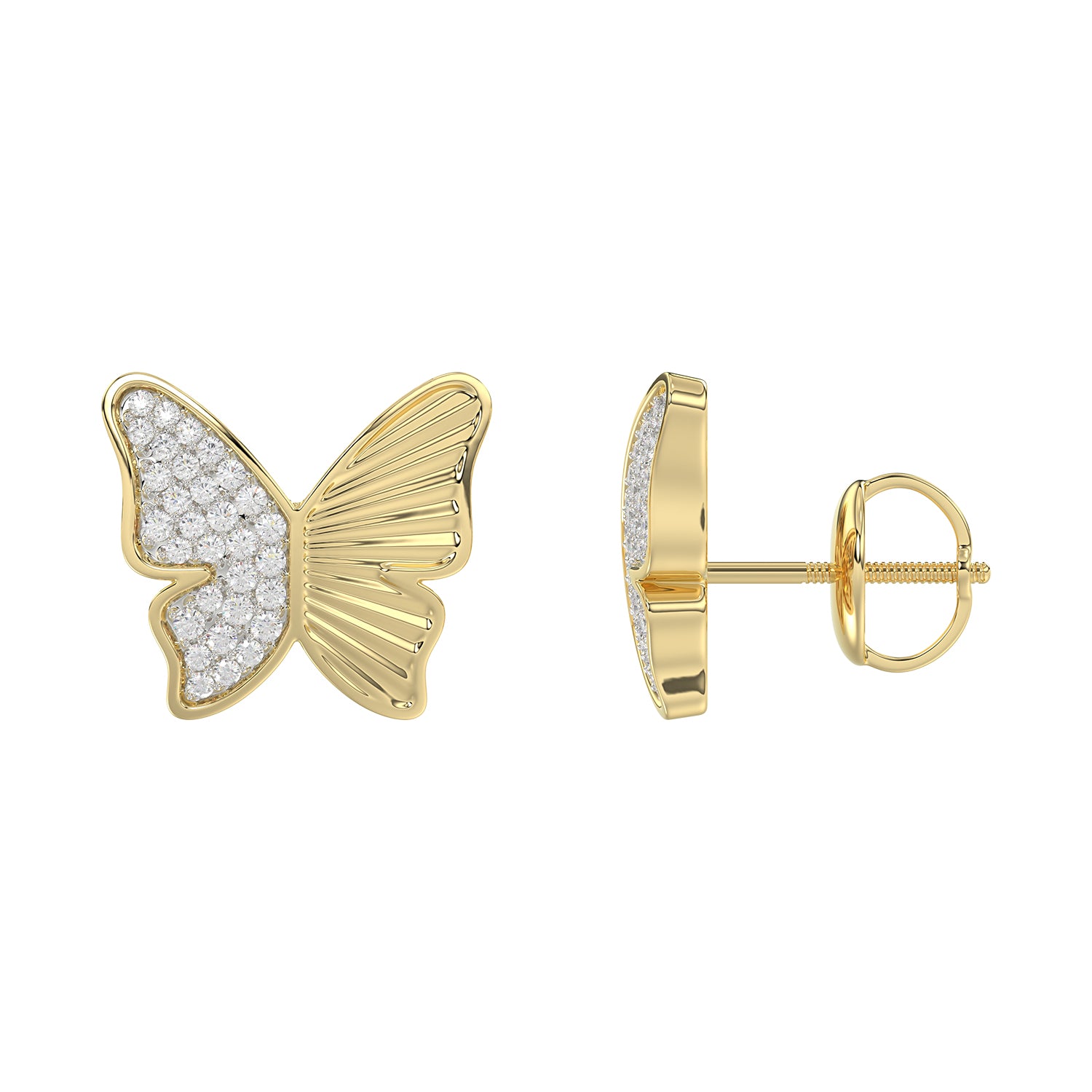 LADIES EARRINGS 0.16CT ROUND DIAMOND 10K YELLOW GOLD