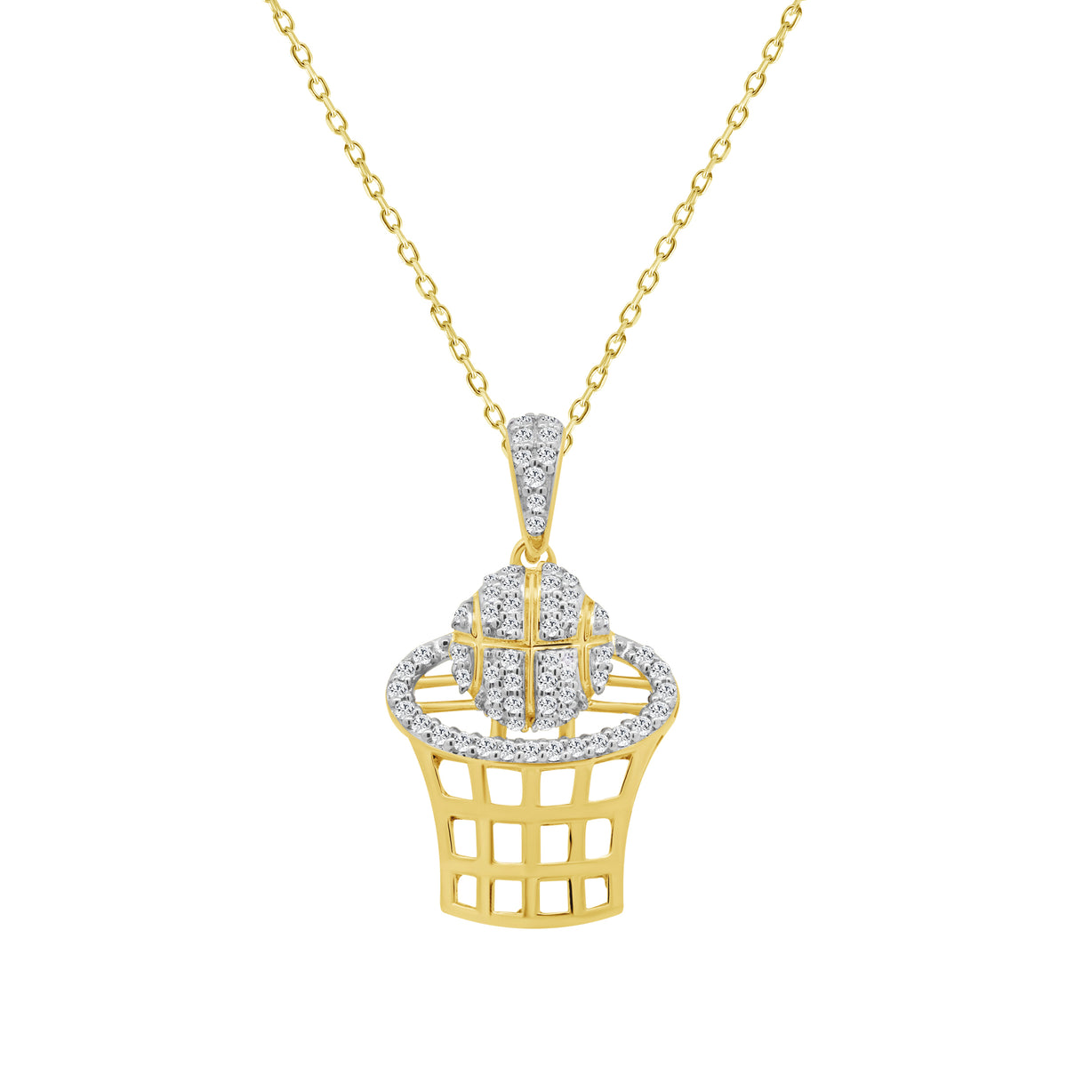 LADIES PENDANT WITH CHAIN 0.16CT ROUND DIAMOND 10K YELLOW GOLD