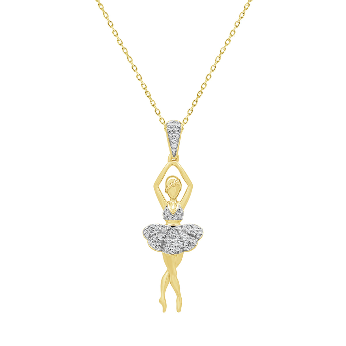 LADIES PENDANT WITH CHAIN 0.10CT ROUND DIAMOND 10K YELLOW GOLD