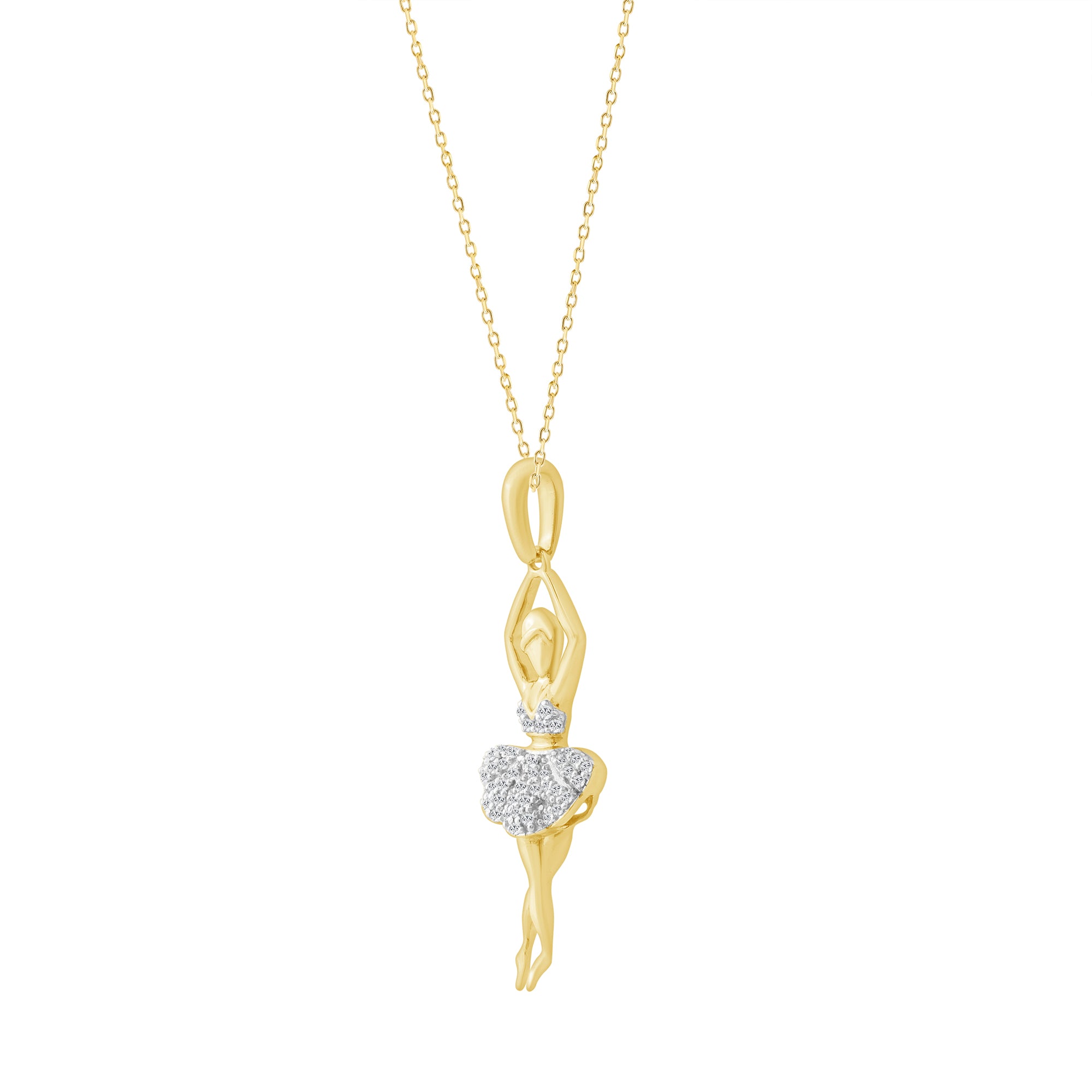 LADIES PENDANT WITH CHAIN 0.10CT ROUND DIAMOND 10K YELLOW GOLD