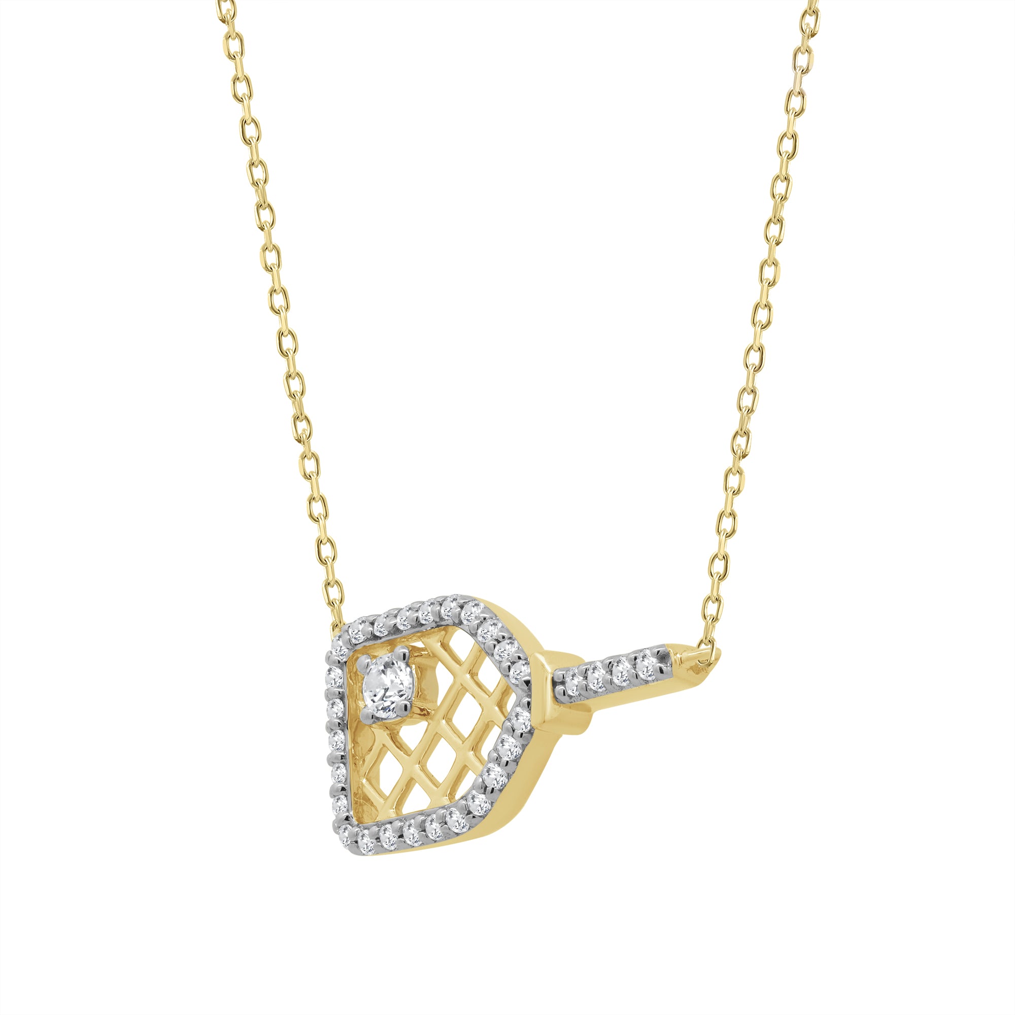 LADIES PENDANT WITH CHAIN 0.16CT ROUND DIAMOND 10K YELLOW GOLD