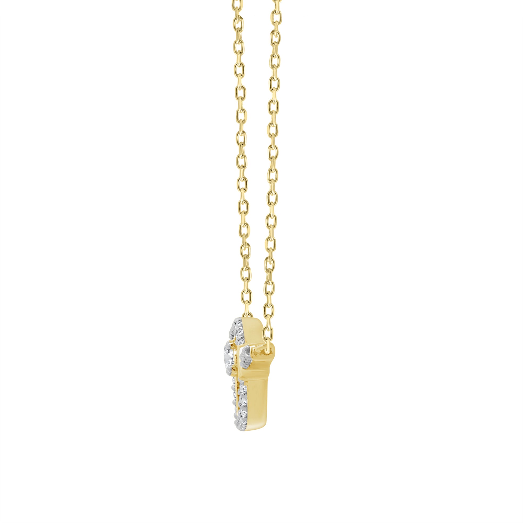 LADIES PENDANT WITH CHAIN 0.16CT ROUND DIAMOND 10K YELLOW GOLD