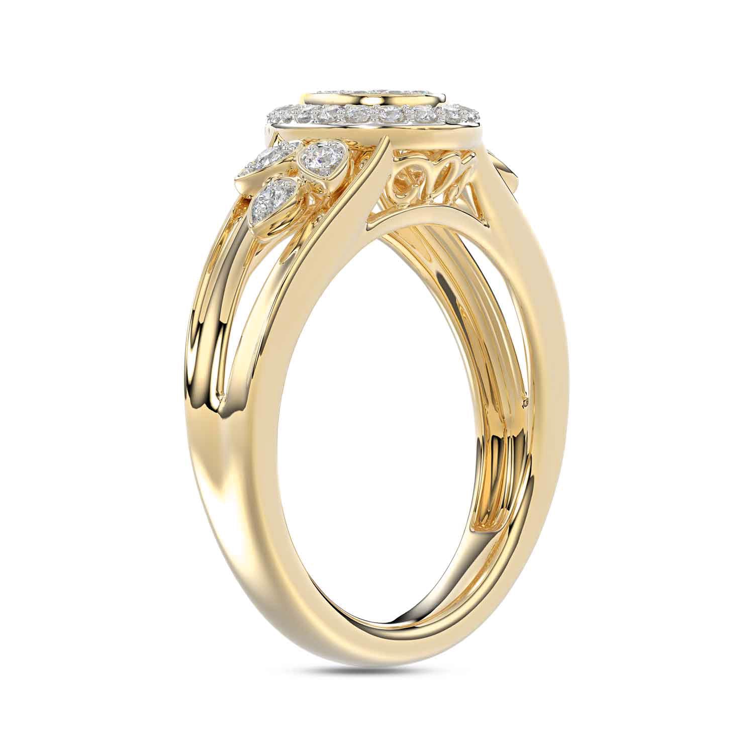 LADIES RING 0.33CT ROUND DIAMOND 10K YELLOW GOLD