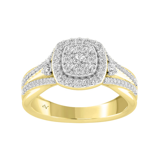 LADIES RING 0.50CT ROUND DIAMOND 10K YELLOW GOLD
