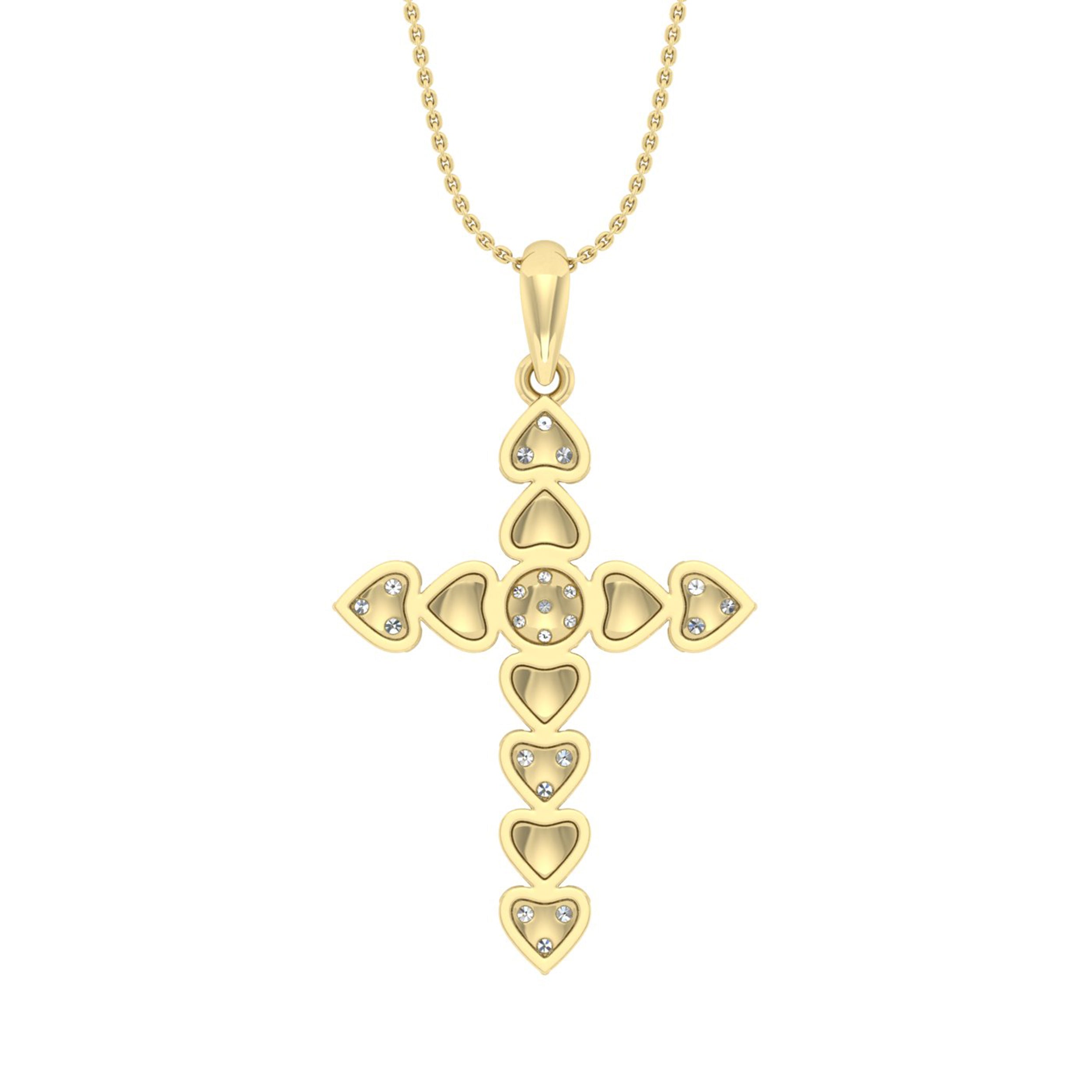 LADIES PENDANT WITH CHAIN 0.25CT ROUND DIAMOND 10K YELLOW GOLD